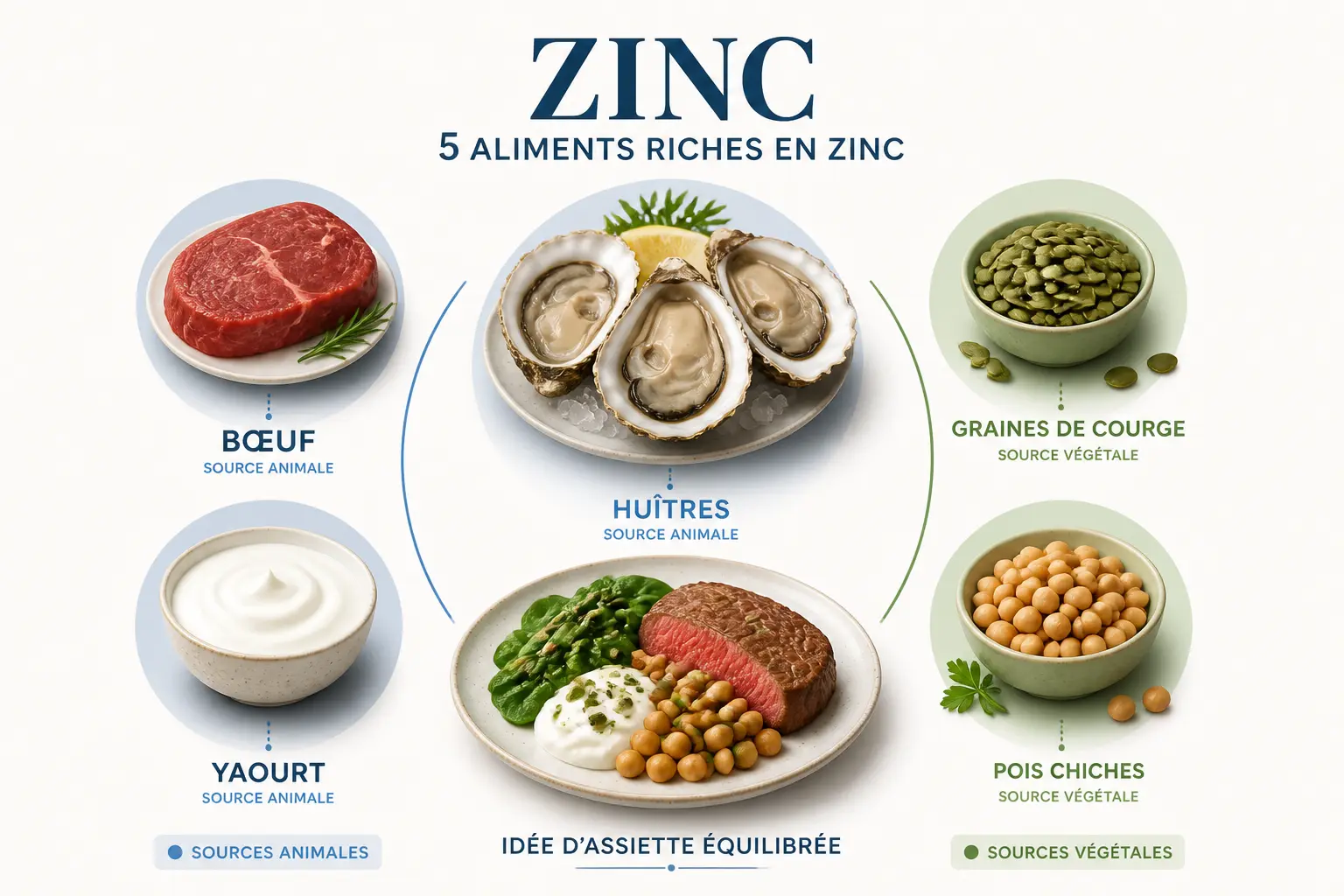 Les aliments riches en zinc à mettre dans l’assiette, avec repères utiles