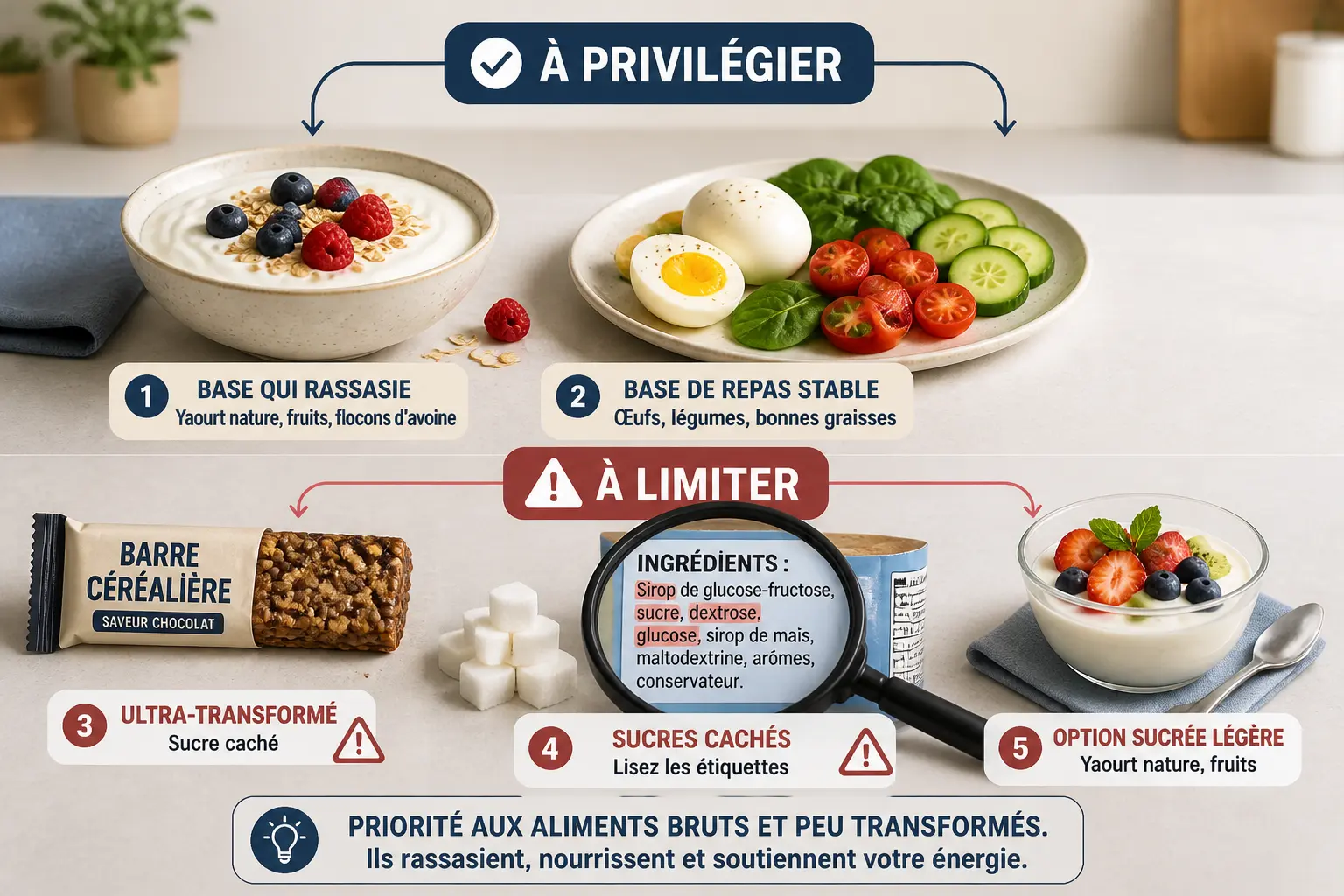 Quels aliments privilégier, lesquels limiter, et comment repérer les sucres cachés ?