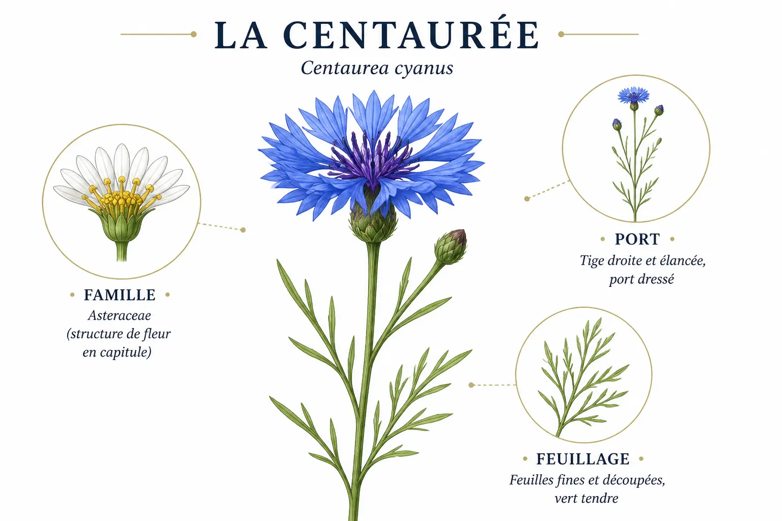 Carte d’identité botanique : famille, port, feuillage et capitules