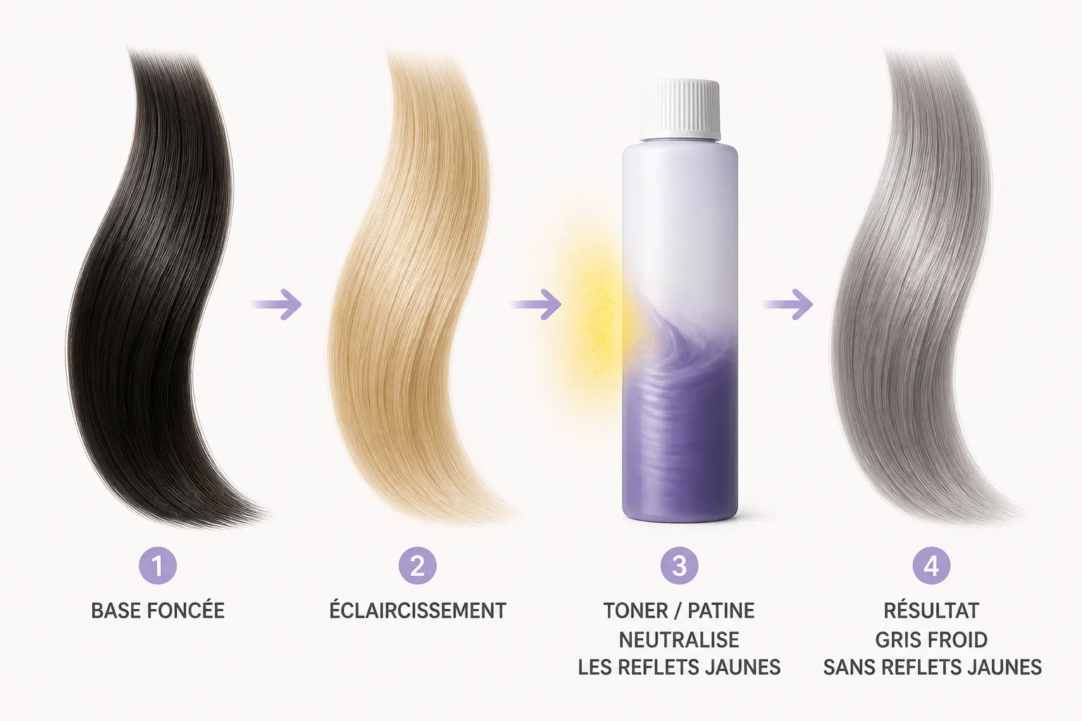 Comment obtenir une coloration cheveux gris cendré sans reflets jaunes