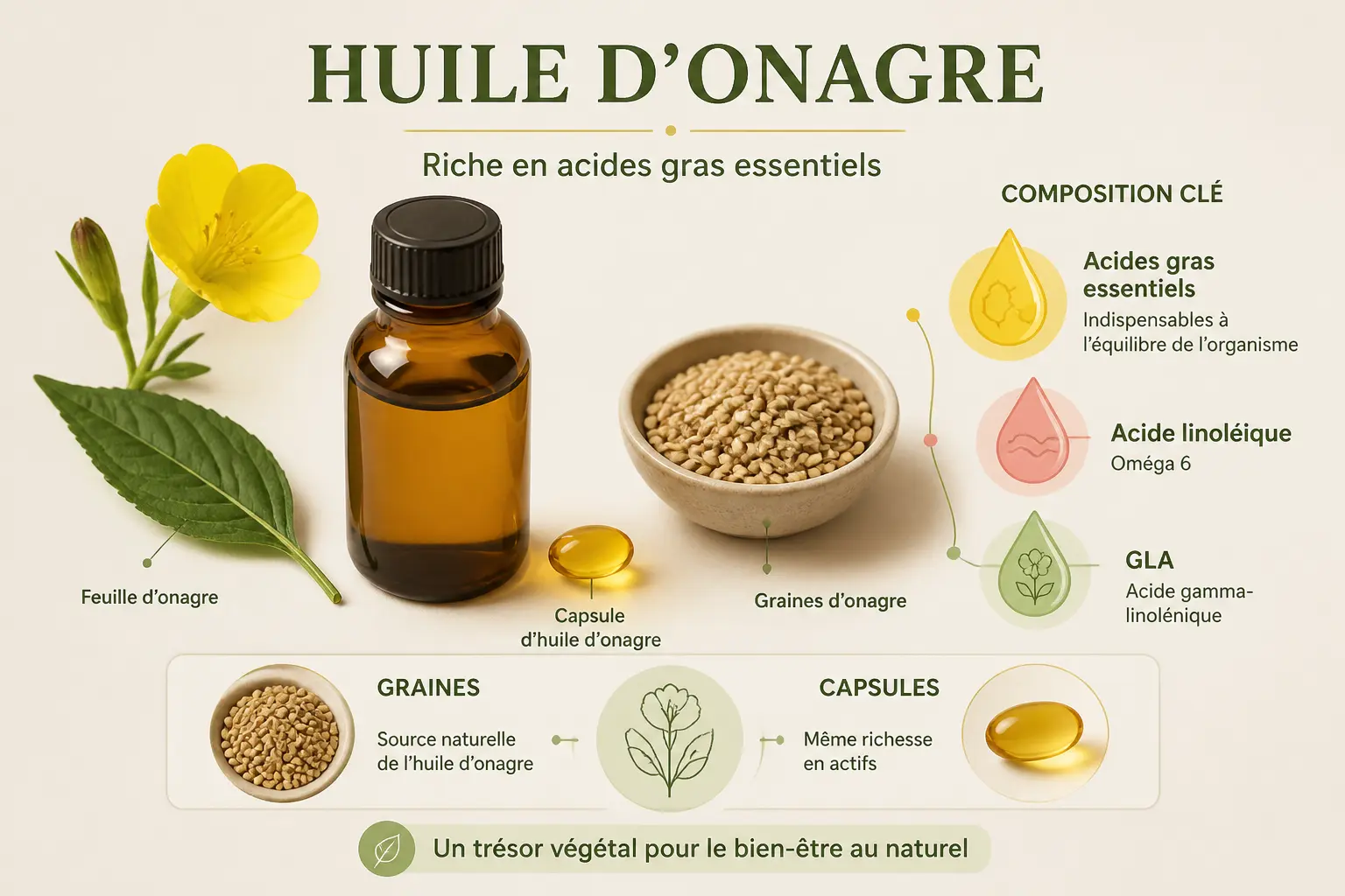Huile d'onagre : composition, formes et critères pour bien la choisir