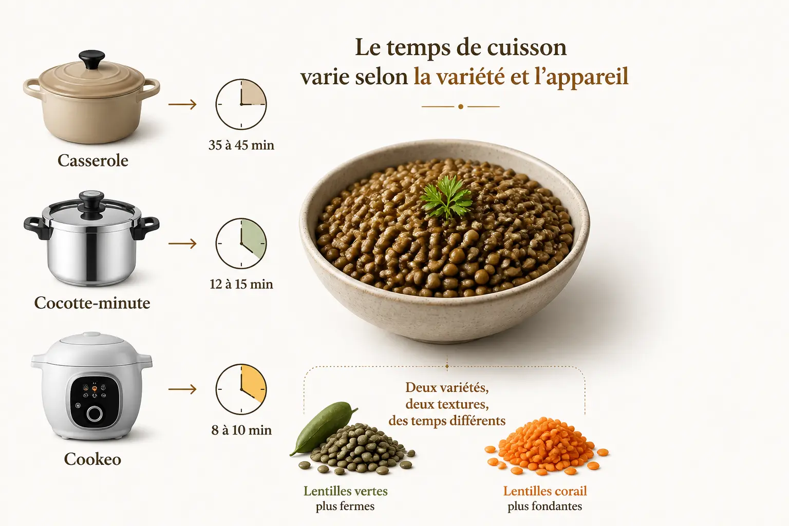 Temps de cuisson selon la variété et l’appareil