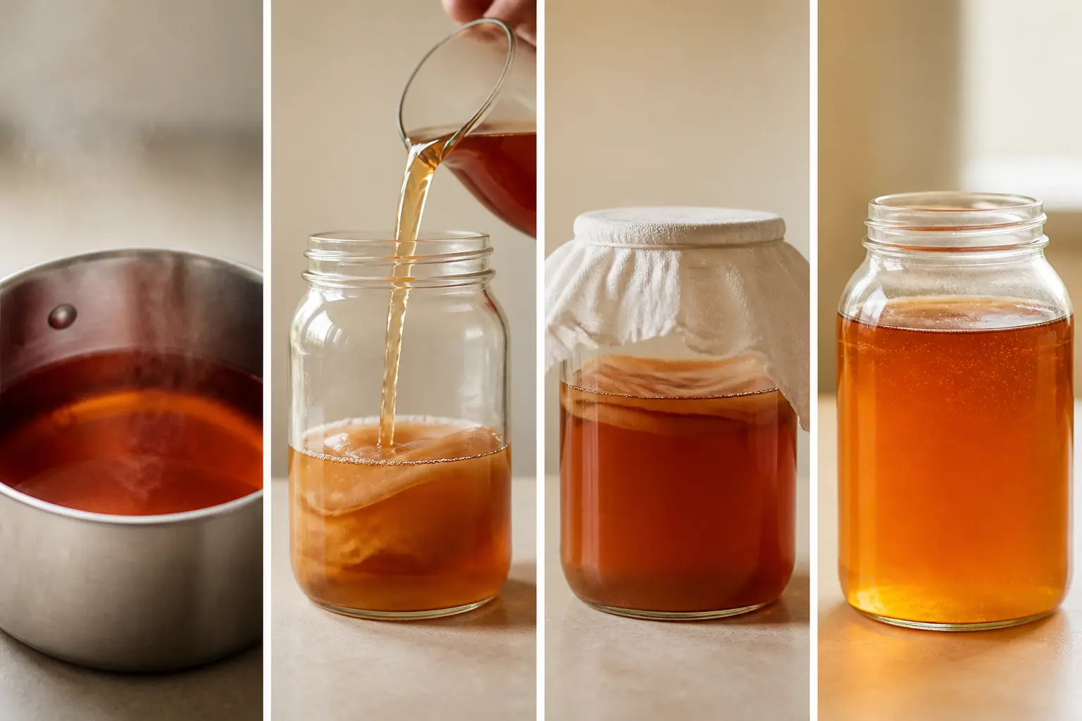 Comment faire du kombucha soi-même : la première fermentation pas à pas