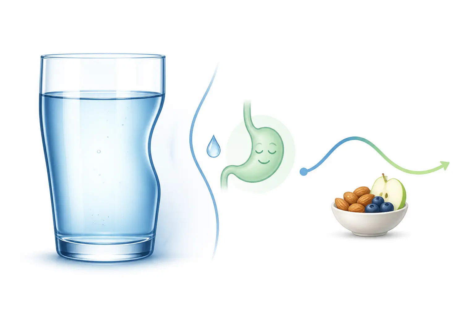 Boisson pour maigrir : verre d’eau se transformant en taille fine, évoquant hydratation et satiété.