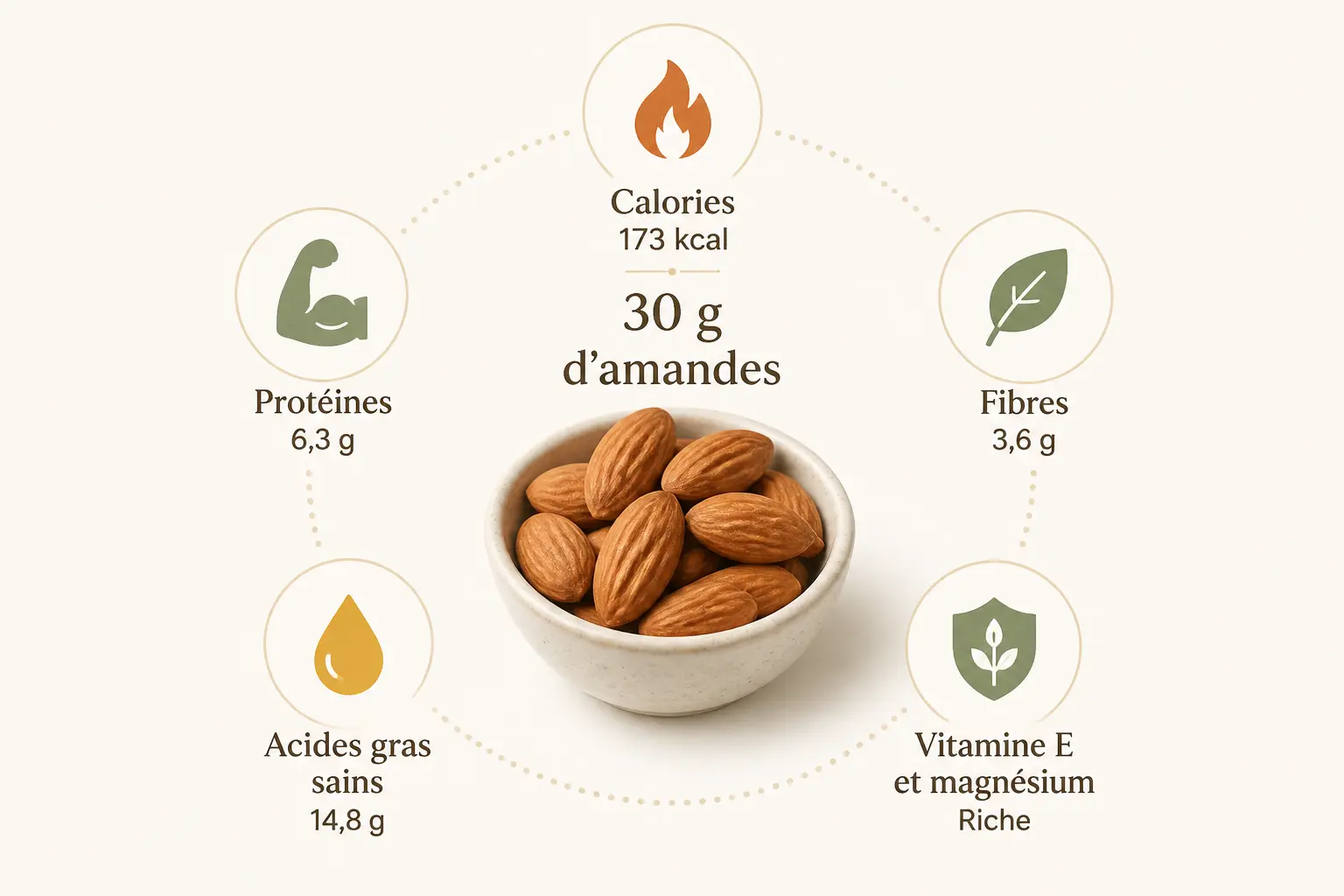 Valeur nutritionnelle des amandes : ce que contient vraiment une portion de 30 g