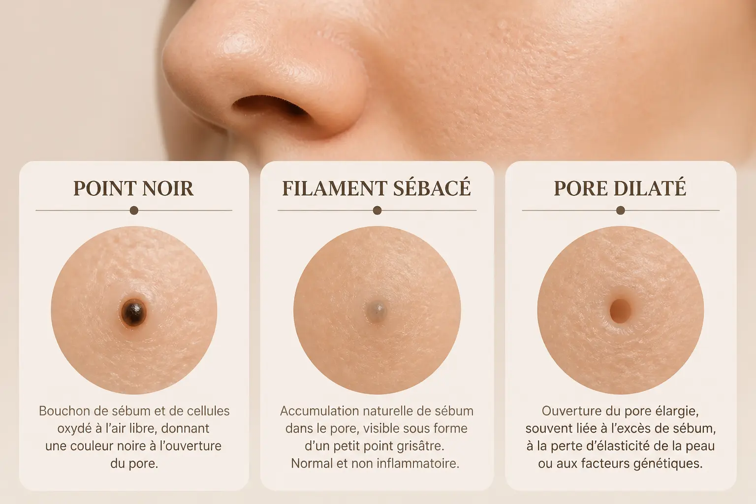 Points noirs, filaments sébacés ou pores dilatés : ce que vous voyez vraiment dans le miroir
