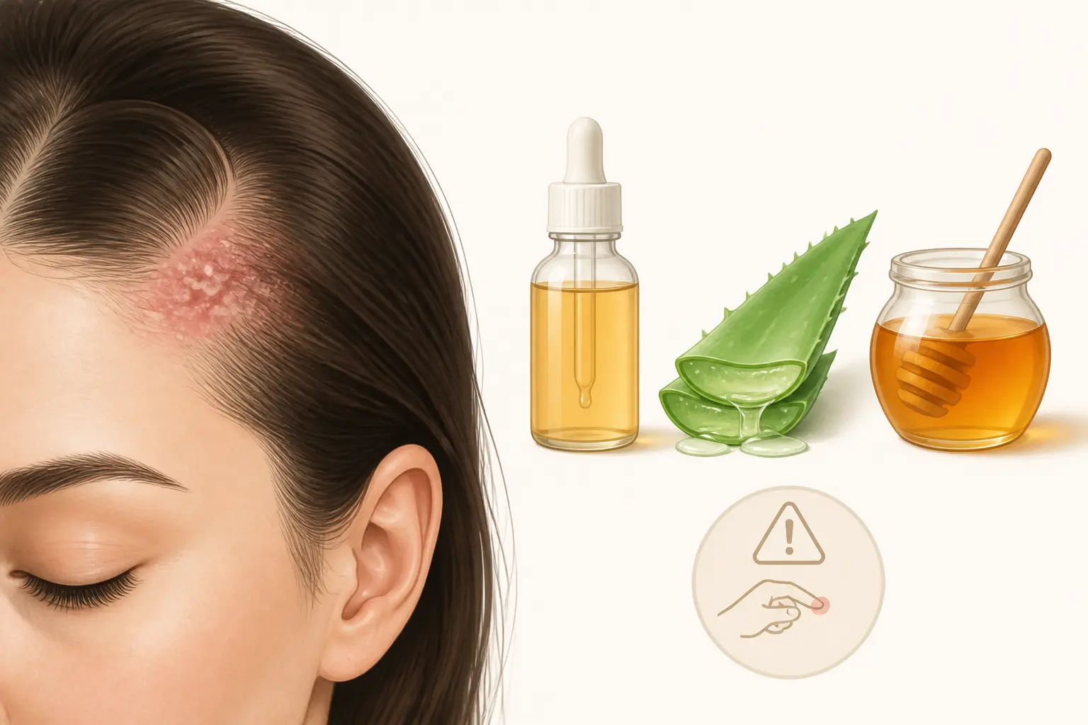 Dermite séborrhéique remède grand-mère : cuir chevelu irrité, vinaigre dilué, aloe vera, miel et avertissement.