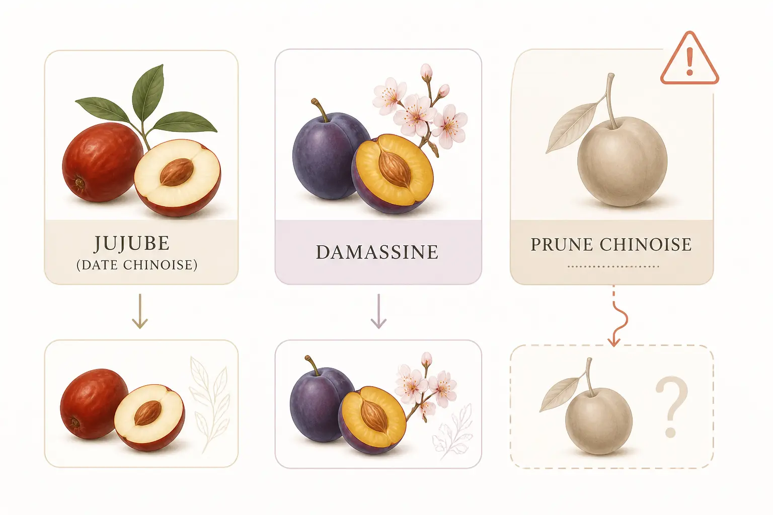 Comparatif de fruit en d rares : jujube, damassine et avertissement sur les noms confus