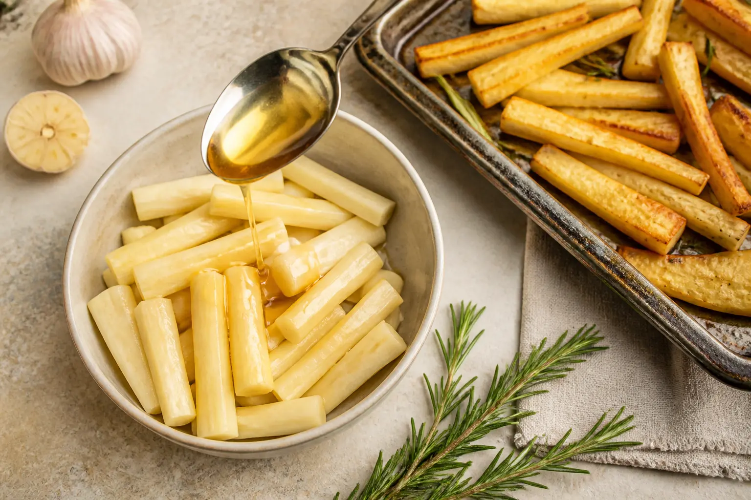 Panais recette facile : rôtis au miel et romarin, pas à pas